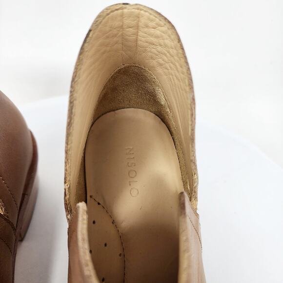 Nisolo Mia Everyday Ankle Boot Women 6.5M Almond Leather Stacked Heel Pull-on - Picture 4 of 13